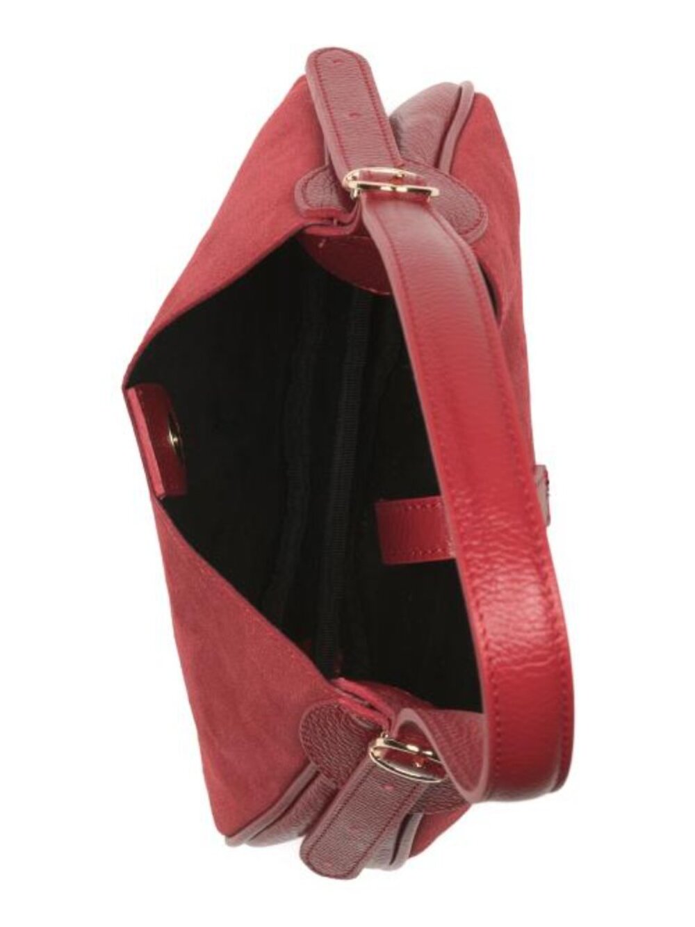 ISADORA Suede Mini Hobo With Bar Hardware And Double Gussets Made In Italy - Picture 3 of 6